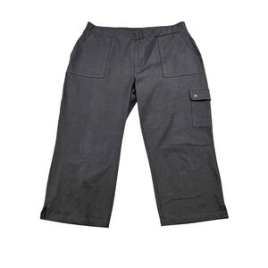 Susan Graver Weekend Pants Womens Petite Large LP Cargo Crop Elastic Waist Black
